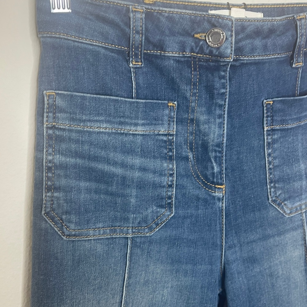 Reiss Sakura Flare Patch Pocket Jeans Mid Blue Petite High Rise Size 27P NEW - Picture 5 of 10